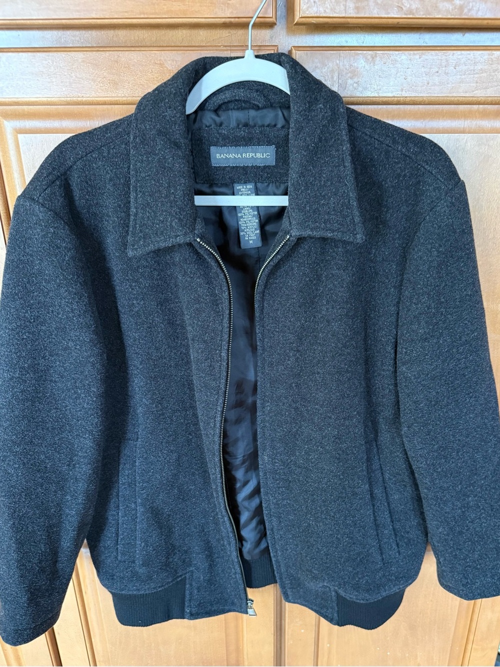 Banana Republic Charcoal Wool Cashmere Blend Bomber Jacket